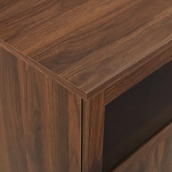 Tv Stands & Media Consoles-Kirkland's Home Dark Walnut Glass Paneled Door Tv Stand Brown
