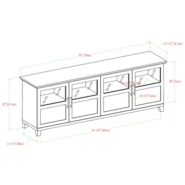 Tv Stands & Media Consoles-Kirkland's Home Dark Walnut Glass Paneled Door Tv Stand Brown