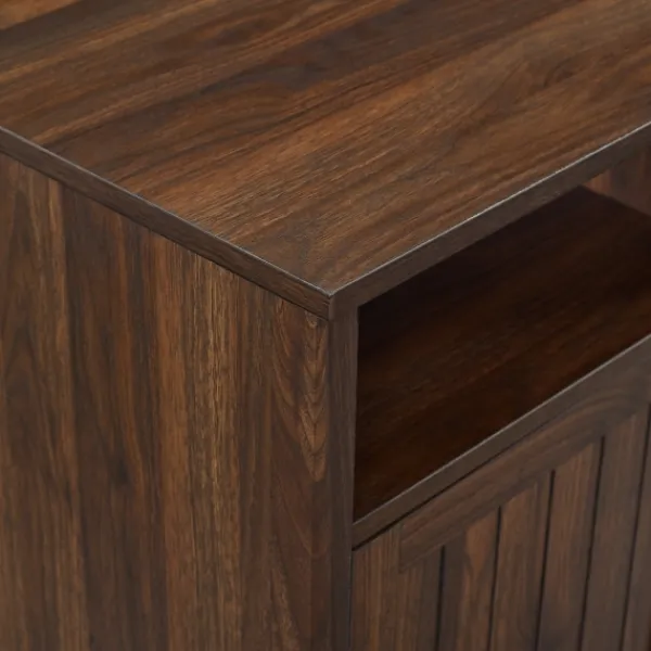 Accent & End Tables-Kirkland's Home Dark Walnut Grooved Door Side Table Brown