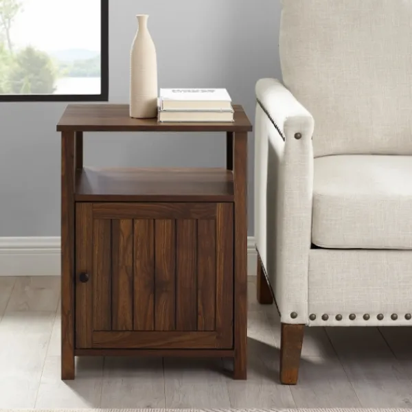 Accent & End Tables-Kirkland's Home Dark Walnut Grooved Door Side Table Brown