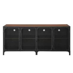 Cabinets & Sideboards-Kirkland's Home Dark Walnut Industrial Sideboard Cabinet Brown