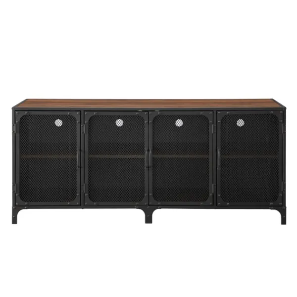 Cabinets & Sideboards-Kirkland's Home Dark Walnut Industrial Sideboard Cabinet Brown