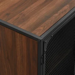 Cabinets & Sideboards-Kirkland's Home Dark Walnut Industrial Sideboard Cabinet Brown