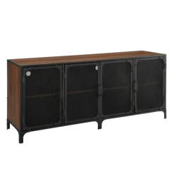 Cabinets & Sideboards-Kirkland's Home Dark Walnut Industrial Sideboard Cabinet Brown