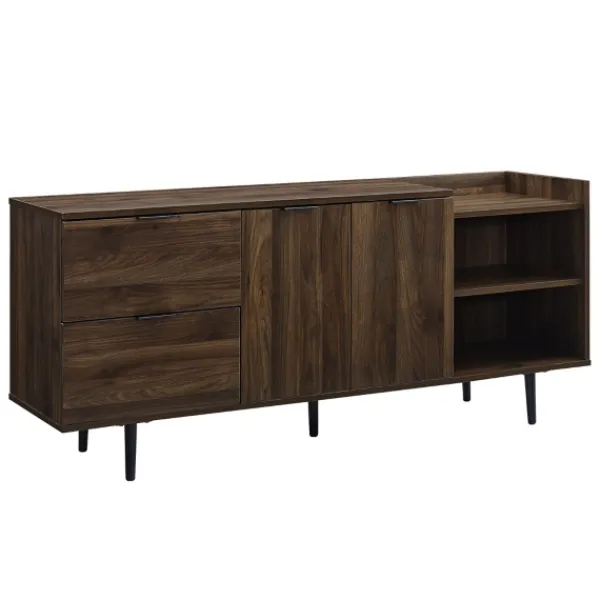 Tv Stands & Media Consoles-Kirkland's Home Dark Walnut Mid-Century 4-Door Tv Stand Brown