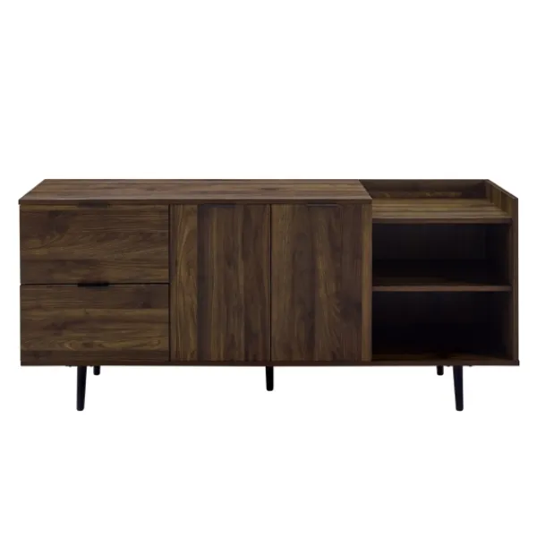 Tv Stands & Media Consoles-Kirkland's Home Dark Walnut Mid-Century 4-Door Tv Stand Brown