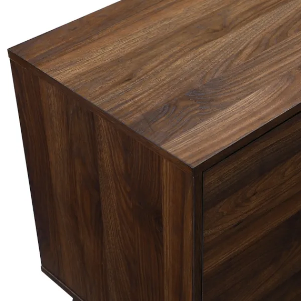 Tv Stands & Media Consoles-Kirkland's Home Dark Walnut Mid-Century 2-Door Media Cabinet Brown