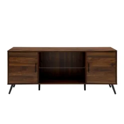 Tv Stands & Media Consoles-Kirkland's Home Dark Walnut Mid-Century 2-Door Media Cabinet Brown