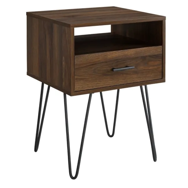 Accent & End Tables-Kirkland's Home Dark Walnut Modern Farmhouse Side Table Brown