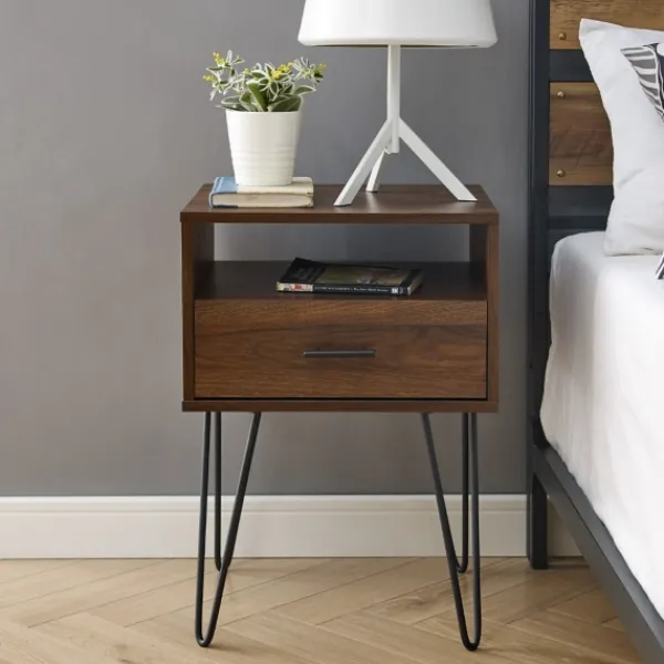 Accent & End Tables-Kirkland's Home Dark Walnut Modern Farmhouse Side Table Brown