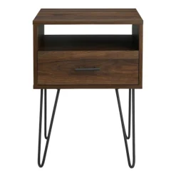 Accent & End Tables-Kirkland's Home Dark Walnut Modern Farmhouse Side Table Brown