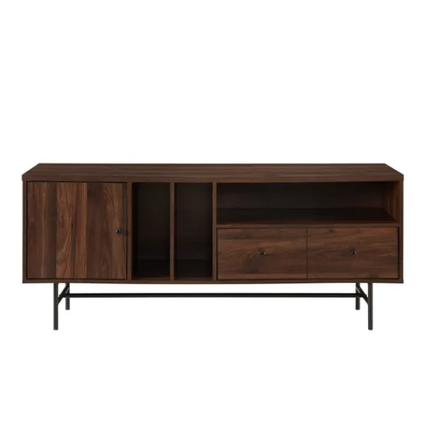 Tv Stands & Media Consoles-Kirkland's Home Dark Walnut Modern Record Storage Tv Stand Brown