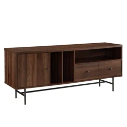 Tv Stands & Media Consoles-Kirkland's Home Dark Walnut Modern Record Storage Tv Stand Brown