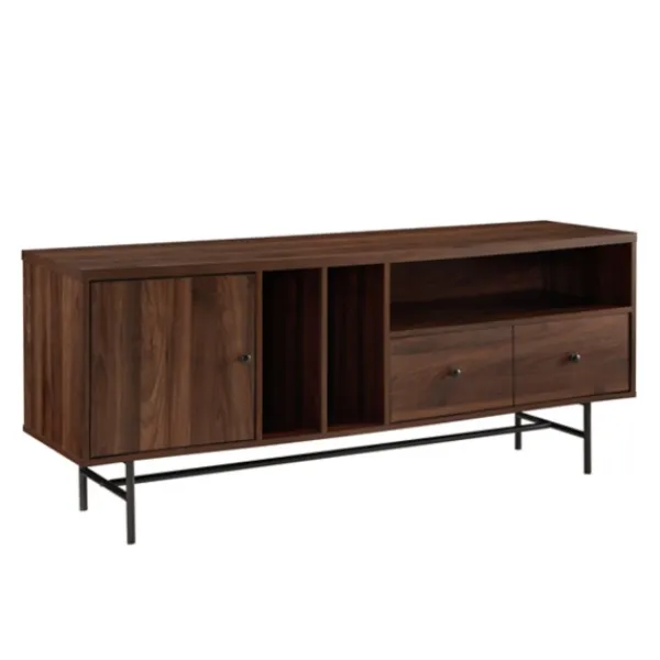 Tv Stands & Media Consoles-Kirkland's Home Dark Walnut Modern Record Storage Tv Stand Brown