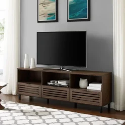 Tv Stands & Media Consoles-Kirkland's Home Dark Walnut Rustic Slat Door Tv Stand, 70 In. Brown