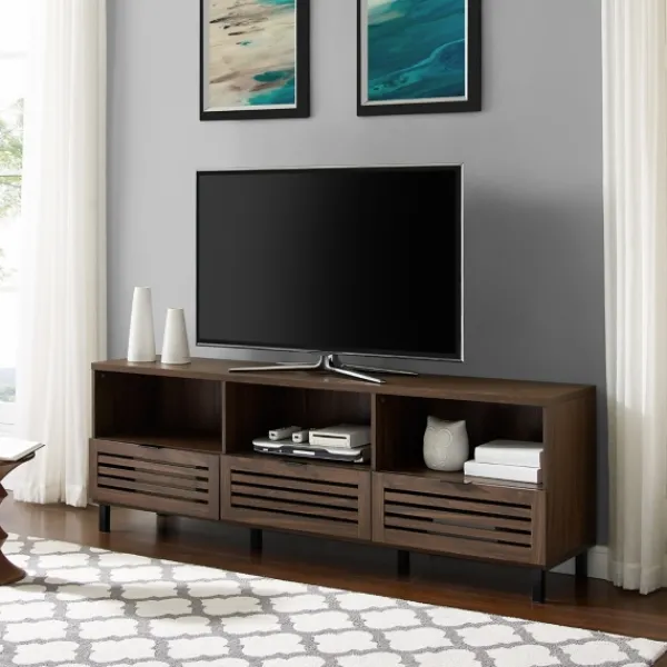 Tv Stands & Media Consoles-Kirkland's Home Dark Walnut Rustic Slat Door Tv Stand, 70 In. Brown