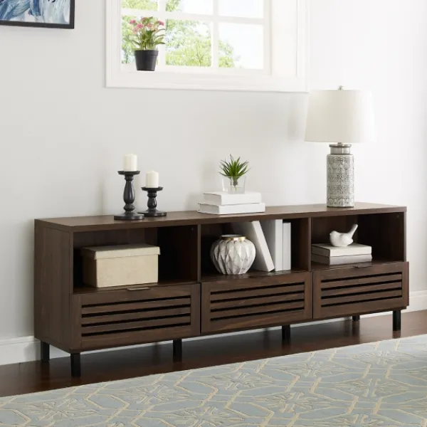 Tv Stands & Media Consoles-Kirkland's Home Dark Walnut Rustic Slat Door Tv Stand, 70 In. Brown