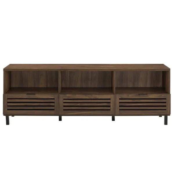 Tv Stands & Media Consoles-Kirkland's Home Dark Walnut Rustic Slat Door Tv Stand, 70 In. Brown