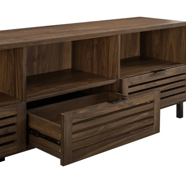 Tv Stands & Media Consoles-Kirkland's Home Dark Walnut Rustic Slat Door Tv Stand, 70 In. Brown