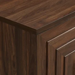 Cabinets & Sideboards-Kirkland's Home Dark Walnut Square Sliding Door Wooden Cabinet Brown