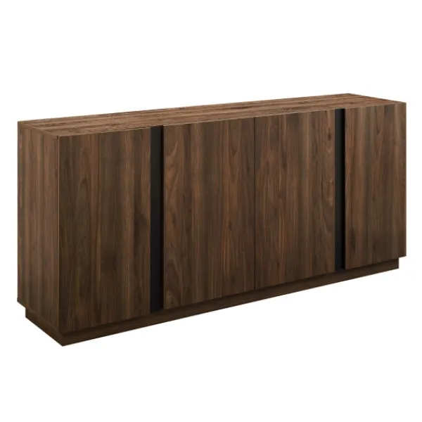 Cabinets & Sideboards-Kirkland's Home Dark Walnut Wood And Black Metal Sideboard