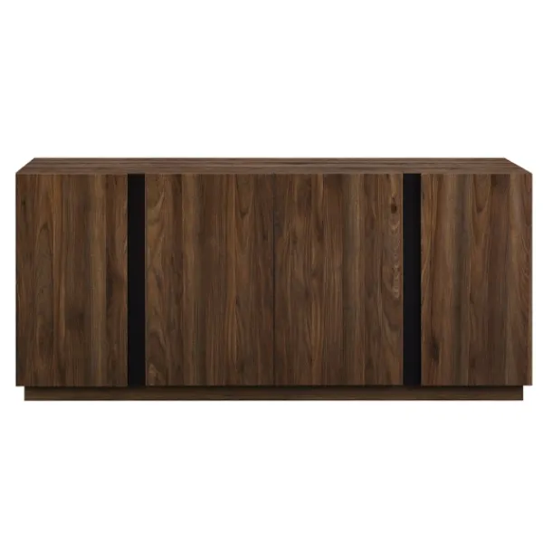 Cabinets & Sideboards-Kirkland's Home Dark Walnut Wood And Black Metal Sideboard