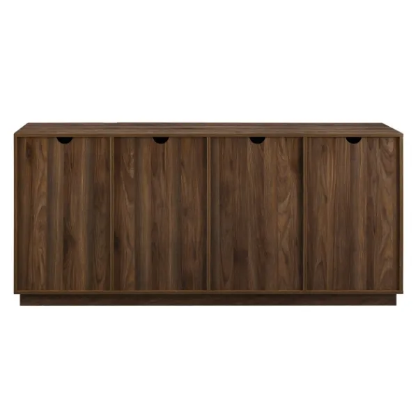 Cabinets & Sideboards-Kirkland's Home Dark Walnut Wood And Black Metal Sideboard
