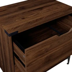 Office Furniture-Kirkland's Home Dark Walnut Wood And Iron Accent Filing Cabinet Brown