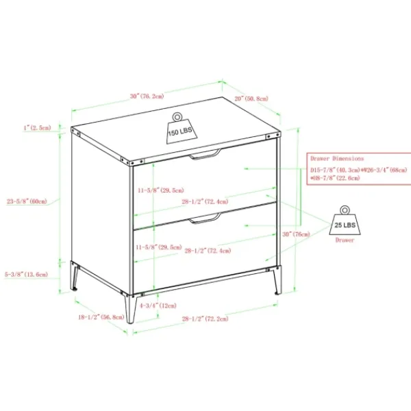 Office Furniture-Kirkland's Home Dark Walnut Wood And Iron Accent Filing Cabinet Brown