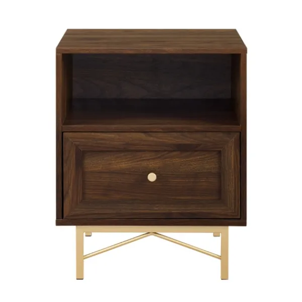 Nightstands-Kirkland's Home Dark Walnut Wood Open Cubby Nightstand Brown