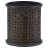 Accent & End Tables-Kirkland's Home Dark Wood Carved Medallion Accent Table Gray
