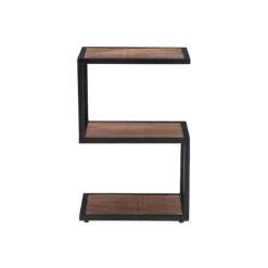 Accent & End Tables-Kirkland's Home Dark Wood Shelves S-Frame Accent Table Brown