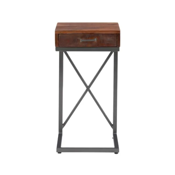 Accent & End Tables-Kirkland's Home Dark Wood Single Drawer C-Frame Accent Table Brown