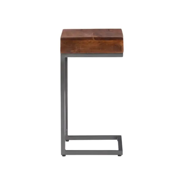 Accent & End Tables-Kirkland's Home Dark Wood Single Drawer C-Frame Accent Table Brown