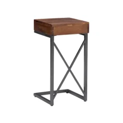 Accent & End Tables-Kirkland's Home Dark Wood Single Drawer C-Frame Accent Table Brown