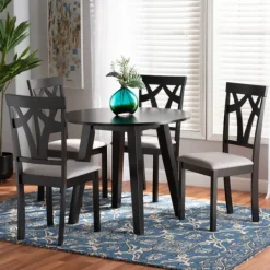 Dining Tables-Kirkland's Home Dark Wooden Splayed Base 5-Pc. Dining Set