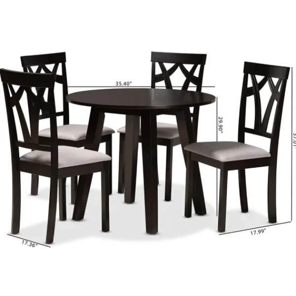 Dining Tables-Kirkland's Home Dark Wooden Splayed Base 5-Pc. Dining Set