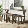 Dining Tables-Kirkland's Home Dark Wooden Trestle Counter Table, 72 In. Brown