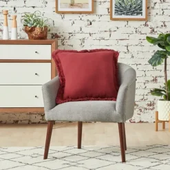 Pillows-Kirkland's Home Dark Woven Fringe Edge Pillow Red