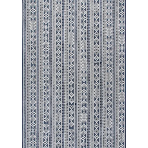Outdoor Rugs-Kirkland's Home Davon Blue Geometric Striped Outdoor Rug, 5X8 Blue/Gray