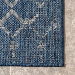 Outdoor Rugs-Kirkland's Home Davon Blue Moroccan Trellis Outdoor Rug, 5X8 Blue/Gray