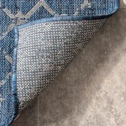 Outdoor Rugs-Kirkland's Home Davon Blue Moroccan Trellis Outdoor Rug, 5X8 Blue/Gray