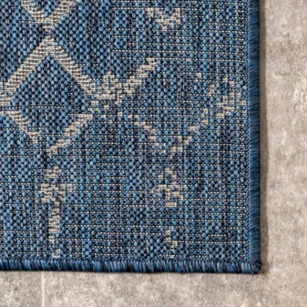 Outdoor Rugs-Kirkland's Home Davon Blue Moroccan Trellis Outdoor Rug, 8X10 Blue/Gray