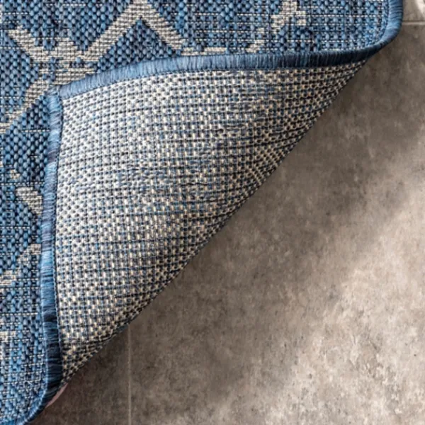 Outdoor Rugs-Kirkland's Home Davon Blue Moroccan Trellis Outdoor Rug, 8X10 Blue/Gray