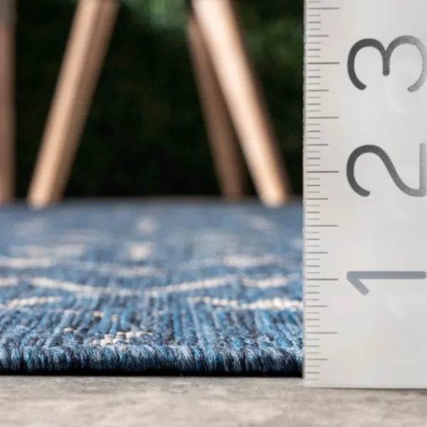 Outdoor Rugs-Kirkland's Home Davon Blue Moroccan Trellis Outdoor Rug, 8X10 Blue/Gray
