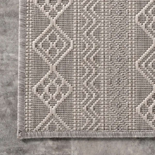 Outdoor Rugs-Kirkland's Home Davon Gray Geometric Striped Outdoor Rug, 5X8 Gray/White