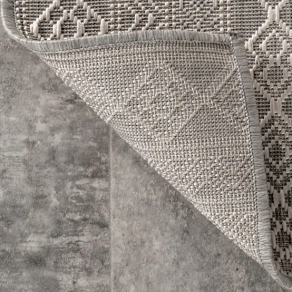 Outdoor Rugs-Kirkland's Home Davon Gray Geometric Striped Outdoor Rug, 5X8 Gray/White