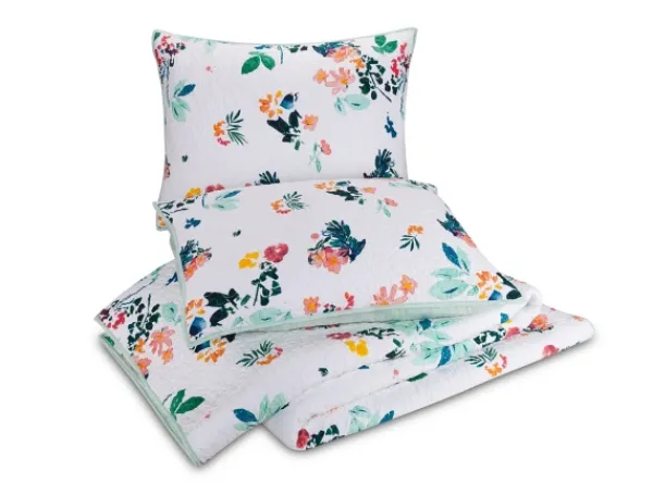 Quilts-Kirkland's Home Daydreaming Floral 2-Pc. King Quilt Set White/Green/Orange