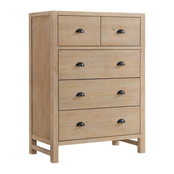 Beds & Headboards-Kirkland's Home Dean Double Driftwood Pine 5-Pc. King Bedroom Set Tan