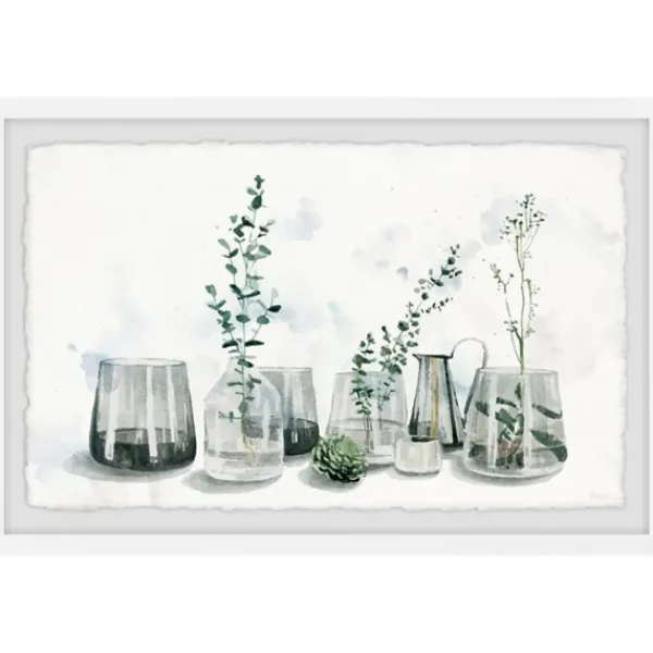 Framed Art-Kirkland's Home Deckled Glasses And Greens Framed Art Print White/Gray/Green